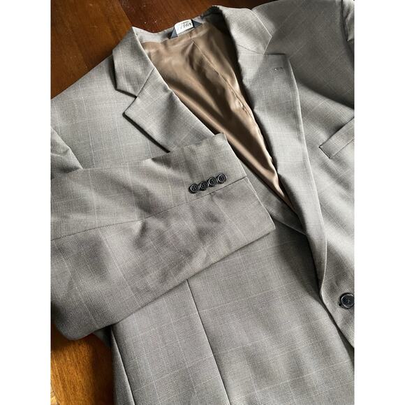 Jos A Bank Suit 58R Mens Plaid Brown 2 Button Traveler Business Blend Pant 52X29 - Picture 1 of 16